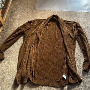 Brown Open Front Cardigan